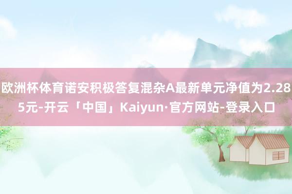 欧洲杯体育诺安积极答复混杂A最新单元净值为2.285元-开云「中国」Kaiyun·官方网站-登录入口