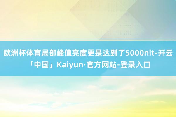 欧洲杯体育局部峰值亮度更是达到了5000nit-开云「中国」Kaiyun·官方网站-登录入口