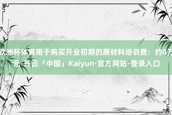 欧洲杯体育用于购买开业初期的原材料培训费：约0万元-开云「中国」Kaiyun·官方网站-登录入口